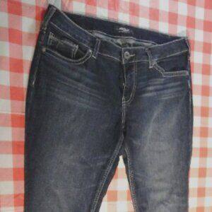 35x23.5 SILVER SUKI CAPRI DARK BLUE WASH DENIM HIGH WATER JEANS SV 2514